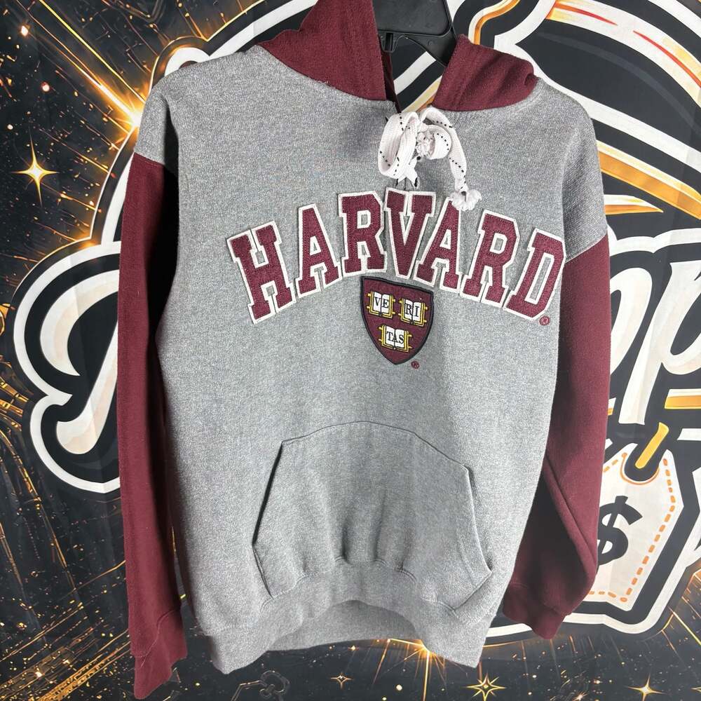 Harvard Licensed Gear Embroidered Hoodie Sweatshirt Small Hooded Pockets Y2k 90s